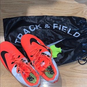 Neon Orange and White Nike Track Spikes